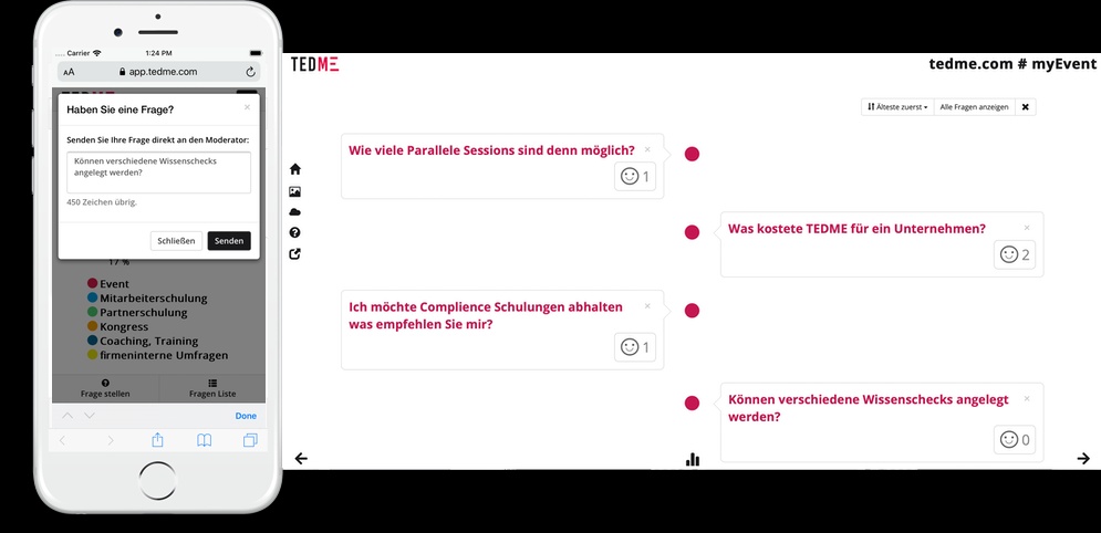 Q&A-Modul: Teilnehmer können Fragen oder Themen bewerten - mit den Smilies 