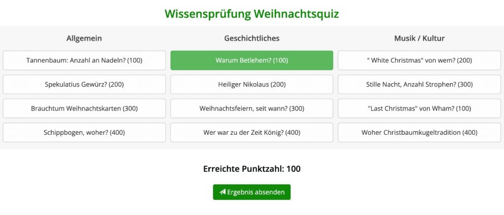 Weihnachtsfeier | Wissensquiz mit TEDME