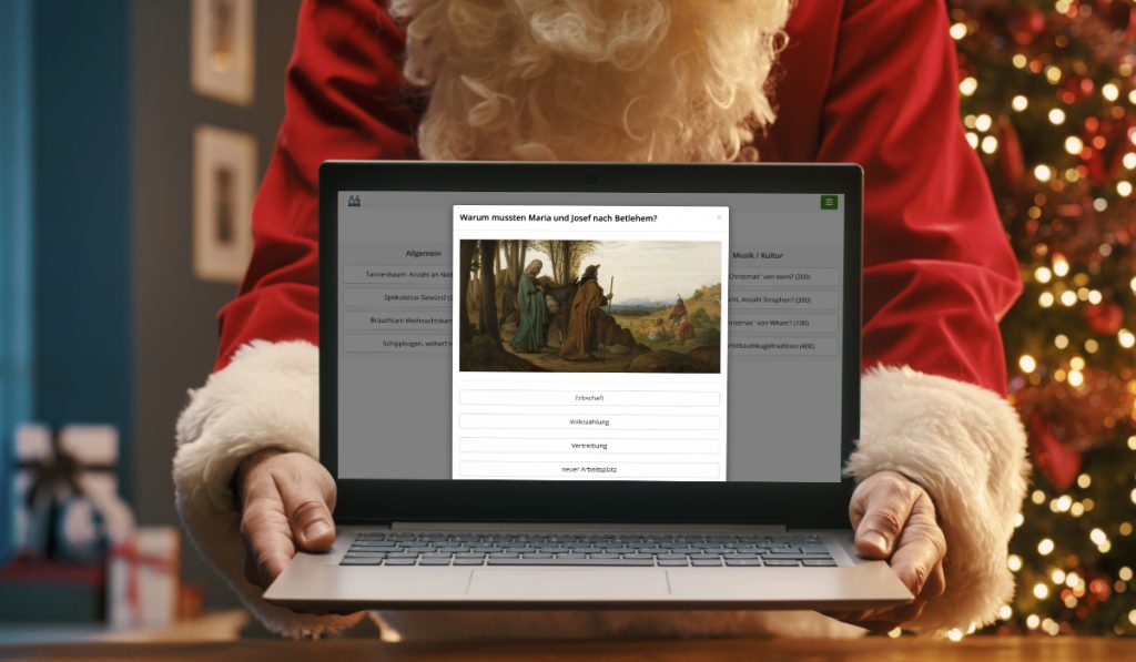 Weihnachtsfeier mit einem Quizz via TEDME
