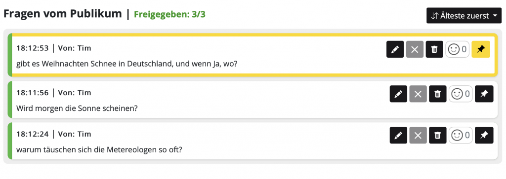 Q&A: Anpinnen von besonders interessanten Fragen