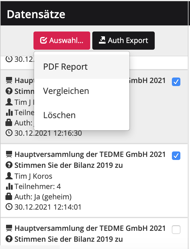 Gesamtexport von Daten mit TEDME