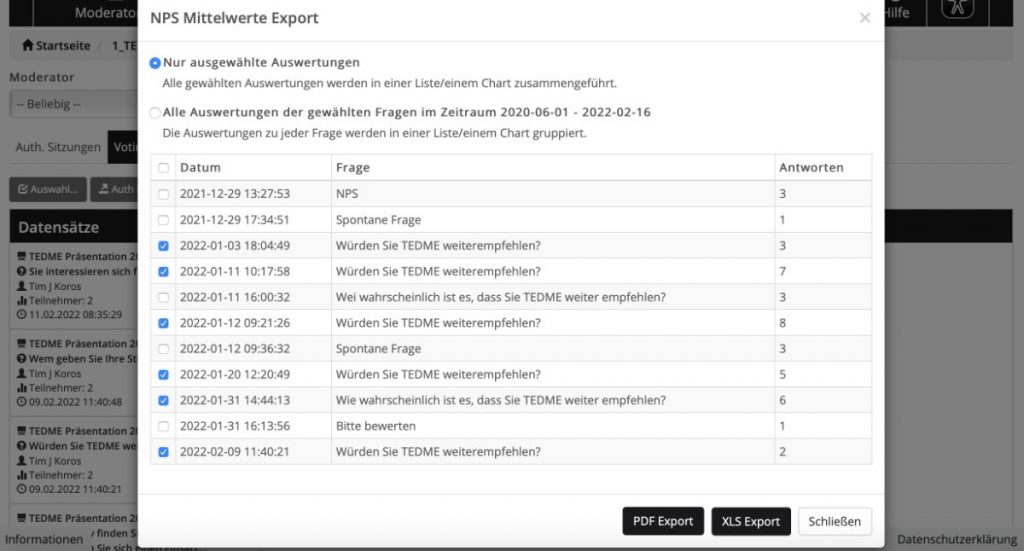 Wählen Sie die passenden Fragen aus