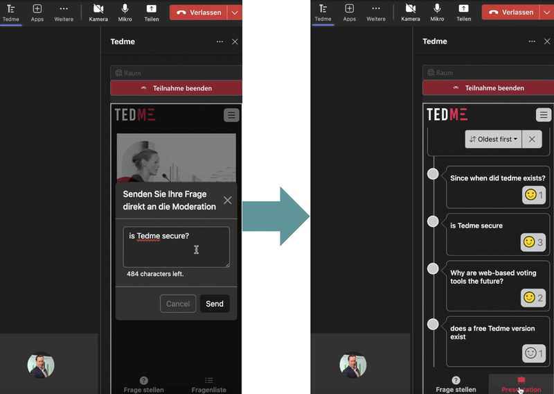 Q&A-Runden in MS Teams mit TEDME